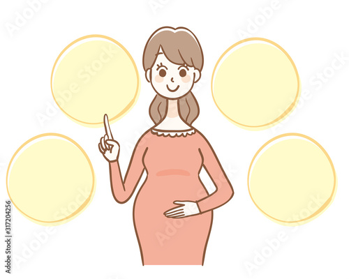 Illustration of a pregnant woman and copy space