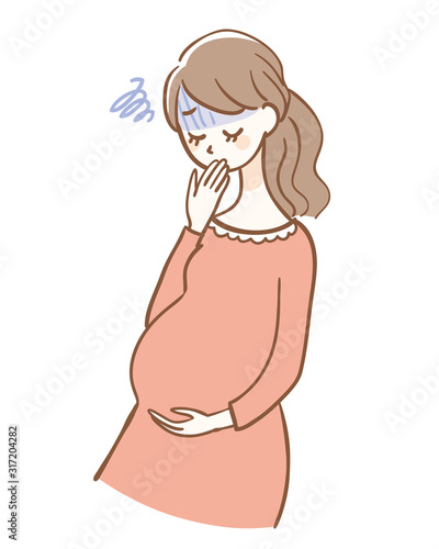 Pregnant woman suffering from morning sickness