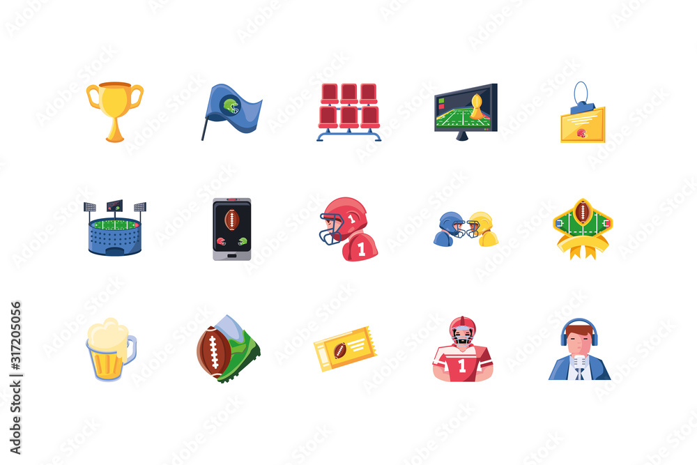 Obraz premium American football icon set vector design