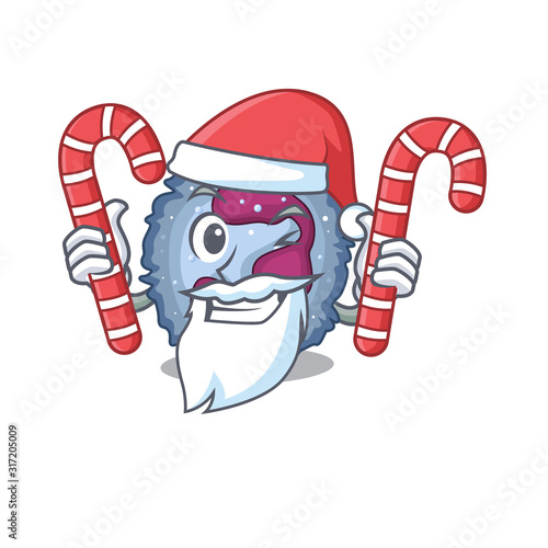 Neutrophil cell Cartoon character in Santa costume with candy