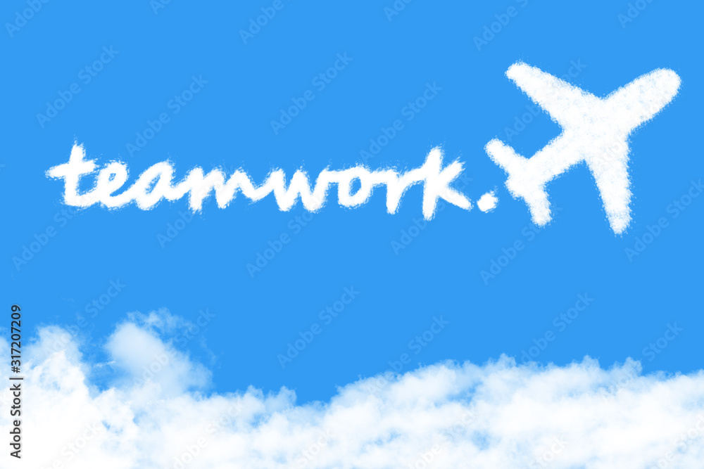 plane shape clouds teamwork , business concepts