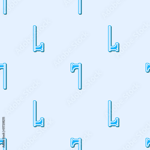 Blue line Medieval axe icon isolated seamless pattern on grey background. Battle axe, executioner axe. Medieval weapon. Vector Illustration