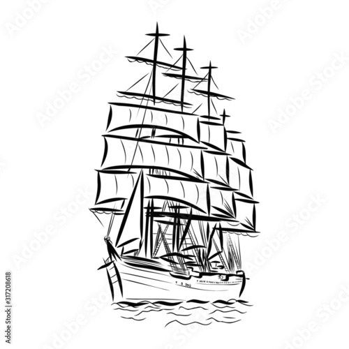 vector illustration of a ship