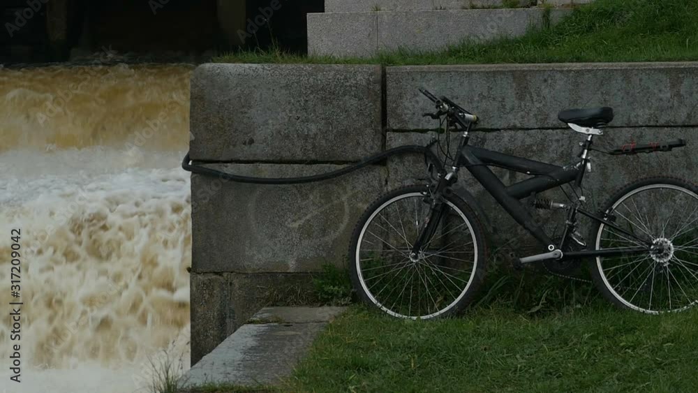 bike at the dam slow motion, cinemagraph video bike at the dam slow motion, cinemagraph video