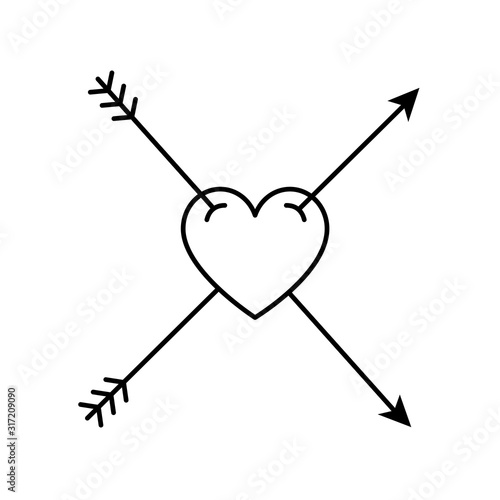 heart with arrows on white background vector illustration design