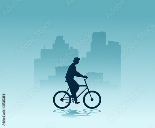 Man riding a bicycle. Vector illustration © mix3r