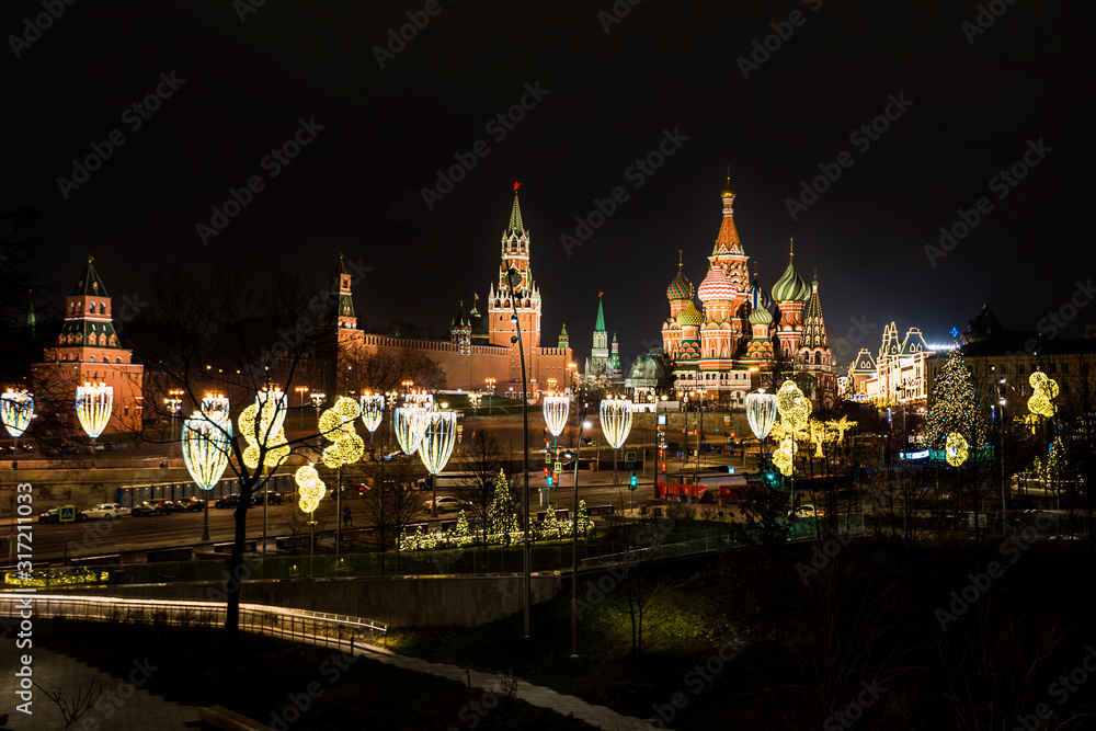 st basils cathedral at night in moscow