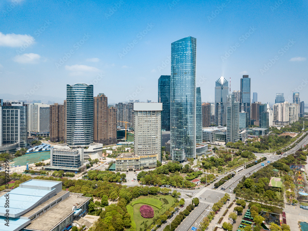 Obraz premium Panoramiczny widok na Nanchang, stolicę Jianxi