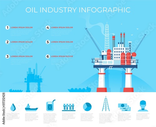 Flat vector Oil Platform Oil Industry