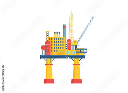 Flat vector Oil Platform Oil Industry