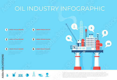 Flat vector Oil Platform Oil Industry