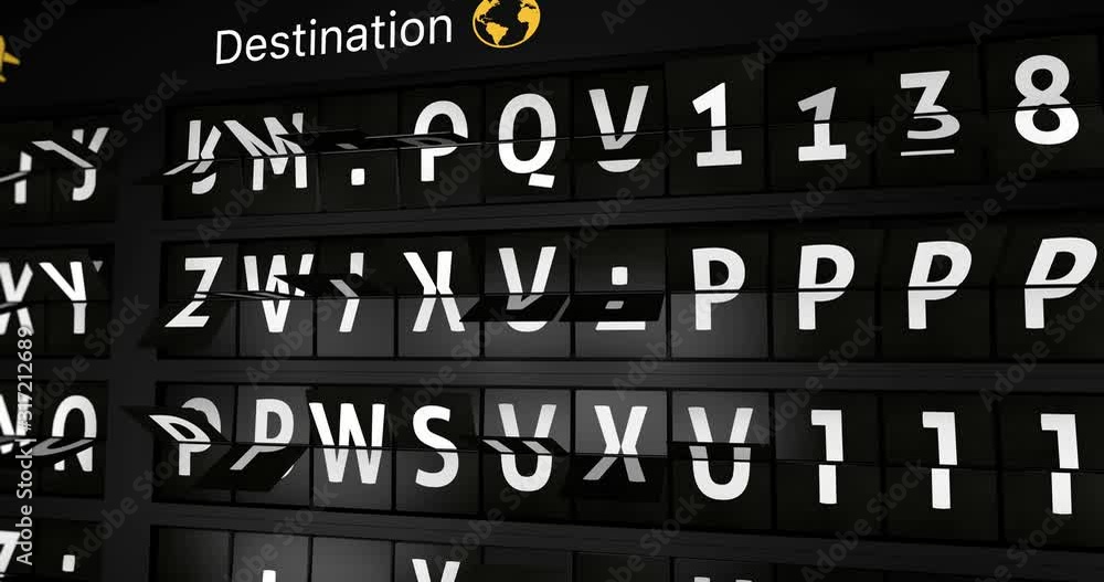 3D generated animation, analog flight information display board with the arrival city of Abu Dhabi, 4 different animations 3D generated animation, analog flight information display board with the arrival city of Abu Dhabi, 4 different animations