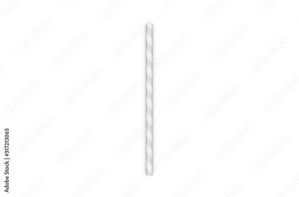 Paper straw mock up template on isolated white background, 3d illustration Paper straw mock up template on isolated white background, 3d illustration