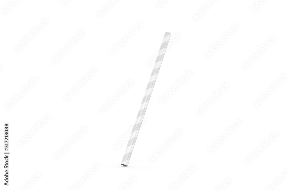 Paper straw mock up template on isolated white background, 3d illustration