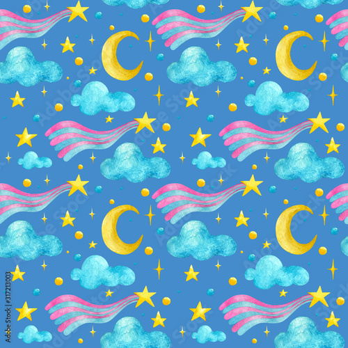 For Valentine day watercolor seamless pattern