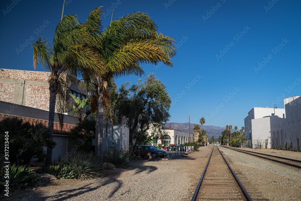 Railway track at Santa Barbara station, California