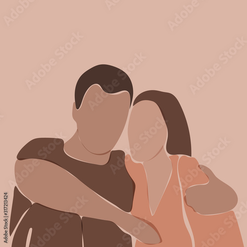 Abstract lovers couple port...