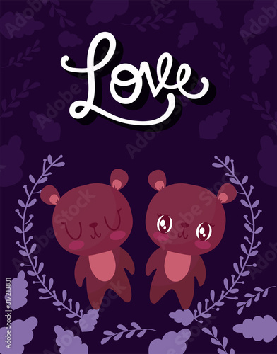 Love bears cartoons vector design
