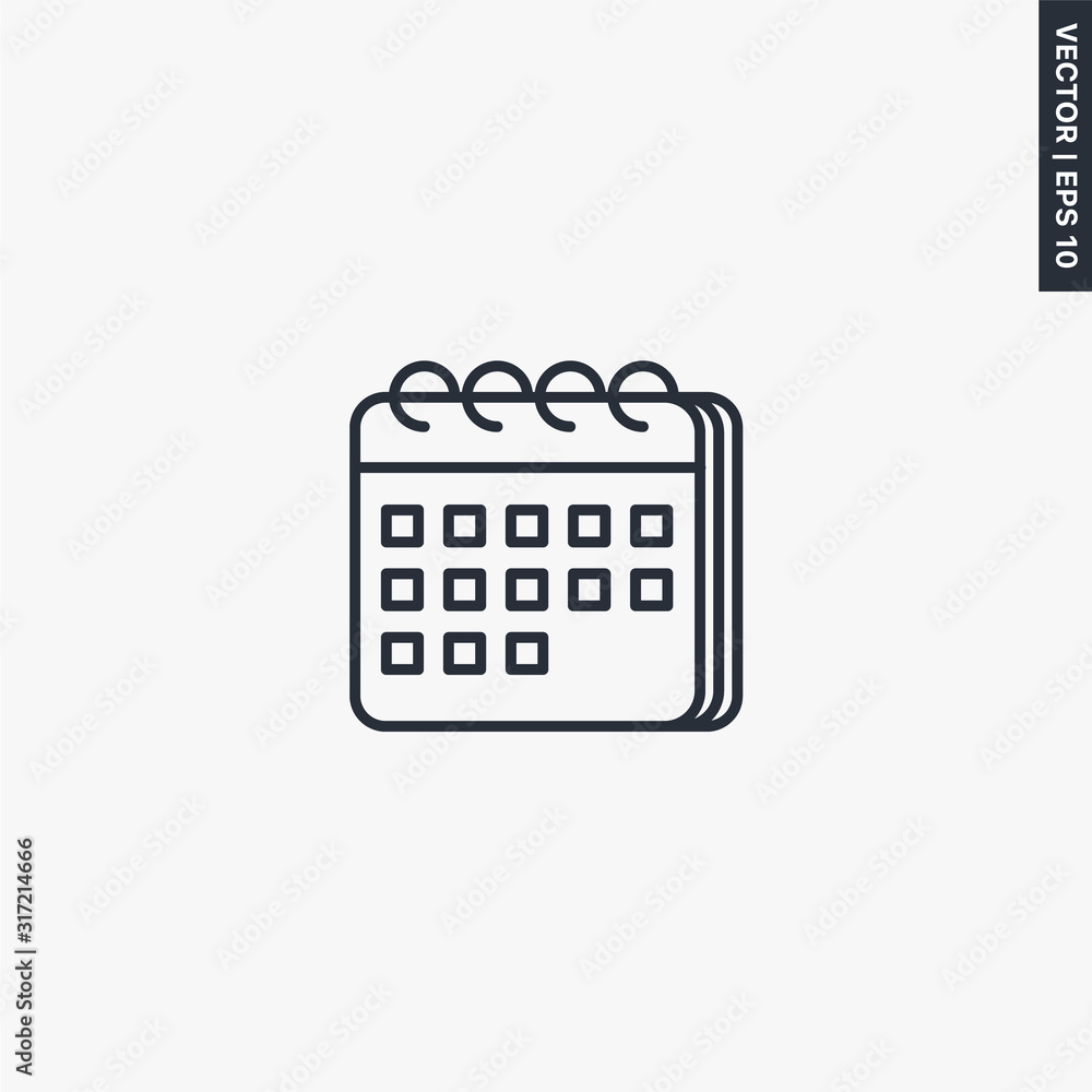 Calendar Icon, linear style sign for mobile concept and web design Calendar Icon, linear style sign for mobile concept and web design