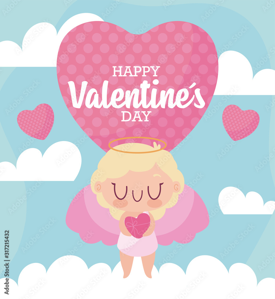 Happy valentines day cupid cartoon vector design