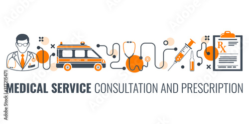 Medical Service and Prescription Process Infographics
