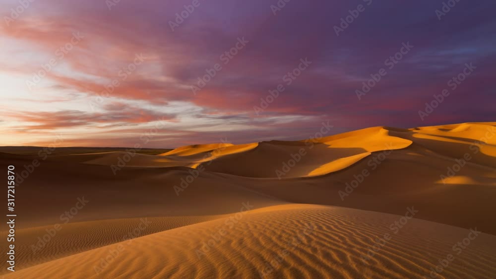 Sunset over the sand dunes in the desert. TimeLapse Sunset over the sand dunes in the desert. TimeLapse
