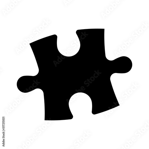 Single piece of jigsaw puzzle. Simple flat black vector silhouette