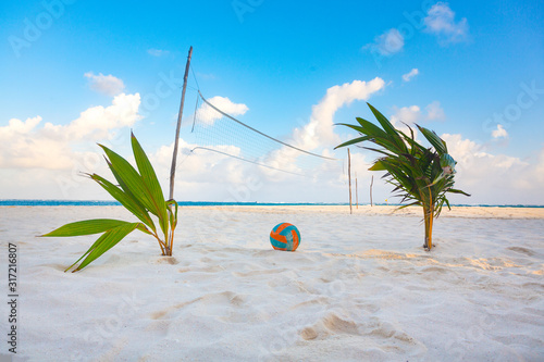 Volleybal on the beach ready for play some beachvolleybal photo