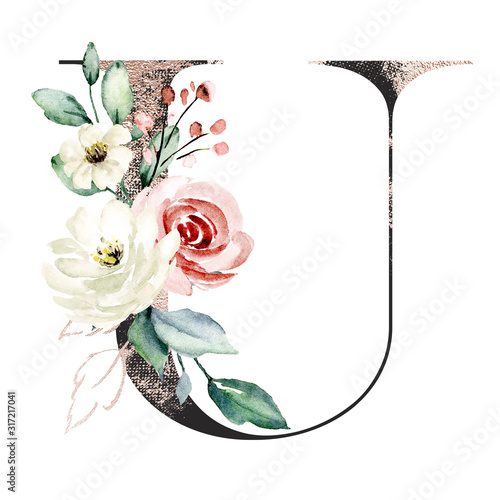 Free Photo  Flower letter u floral monogram