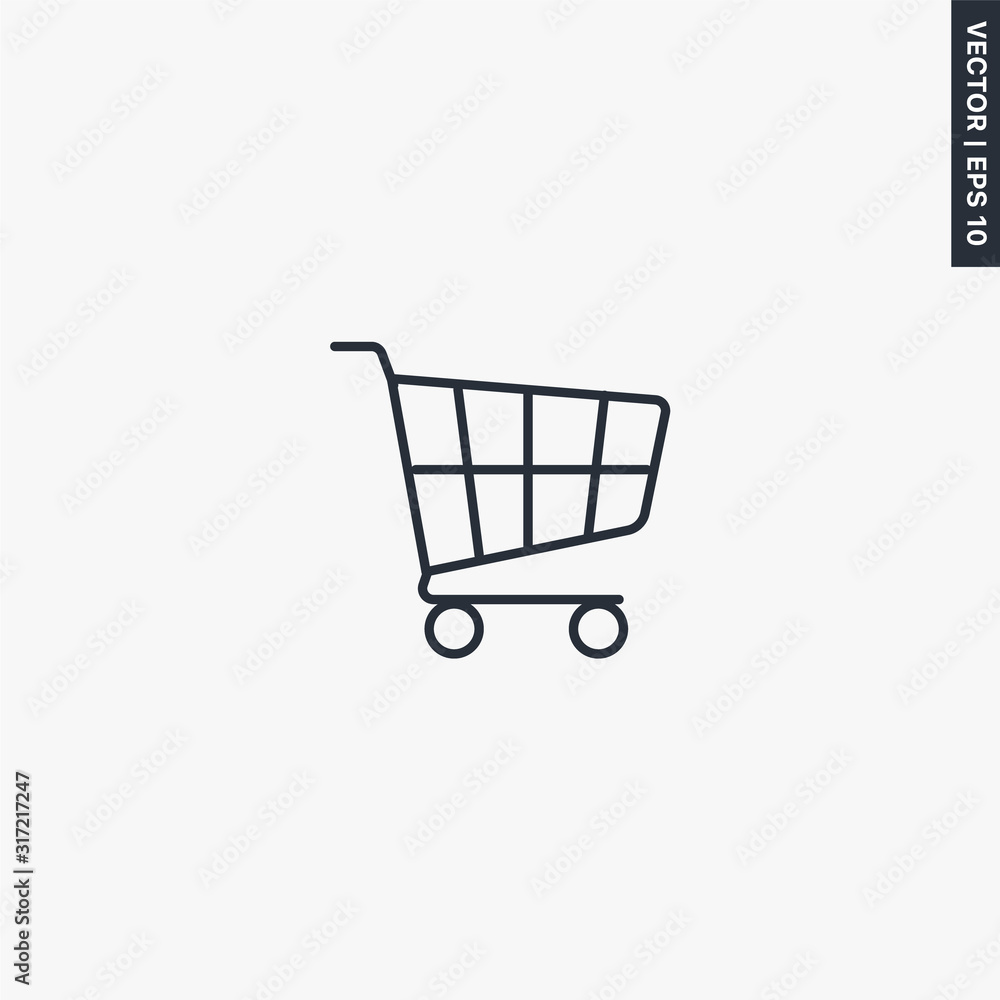 Shopping cart icon, linear style sign for mobile concept and web design Shopping cart icon, linear style sign for mobile concept and web design