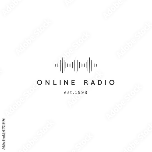 Vector logo template with equalizer. Music and sound record theme.