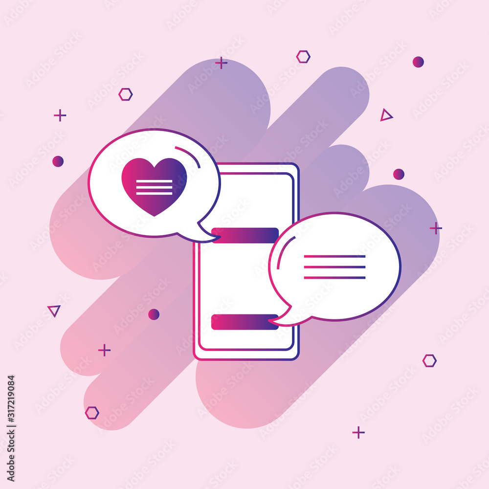 Smartphone with heart icon vector Smartphone with heart icon vector