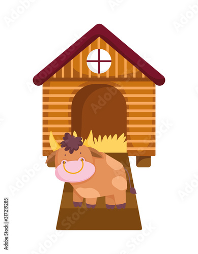 house hen bull farm animal cartoon