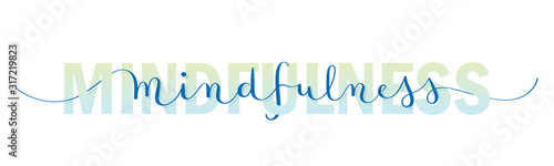 Colorful vector mixed typography MINDFULNESS banner with brush calligraphy