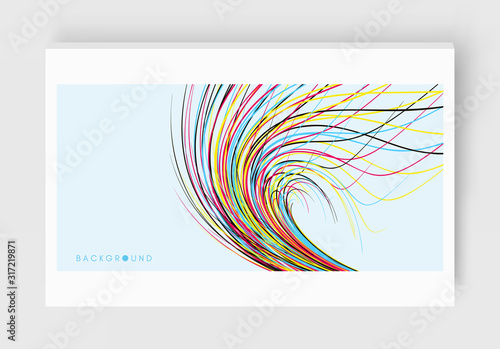 Сover design template. Curved lines with perspective effect. Optical fiber. 3d abstract background. Vector illustration.
