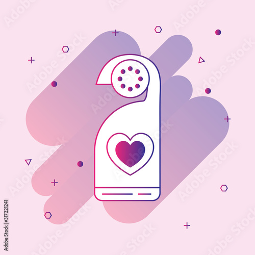 Do not disturb hanger. Door tag with hearts line icon