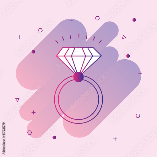  Shiny diamond ring outline icon