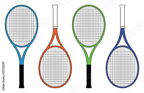 Set of tennis racquets icons. Vector illustration