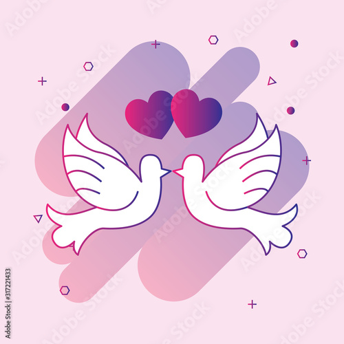  couple of pigeons line icon