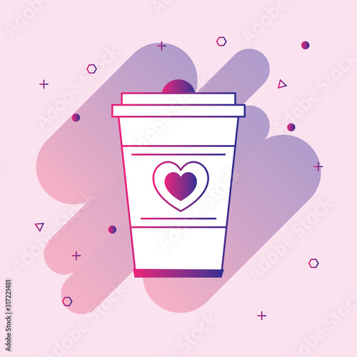  Coffee or tea paper cup with heart symbol