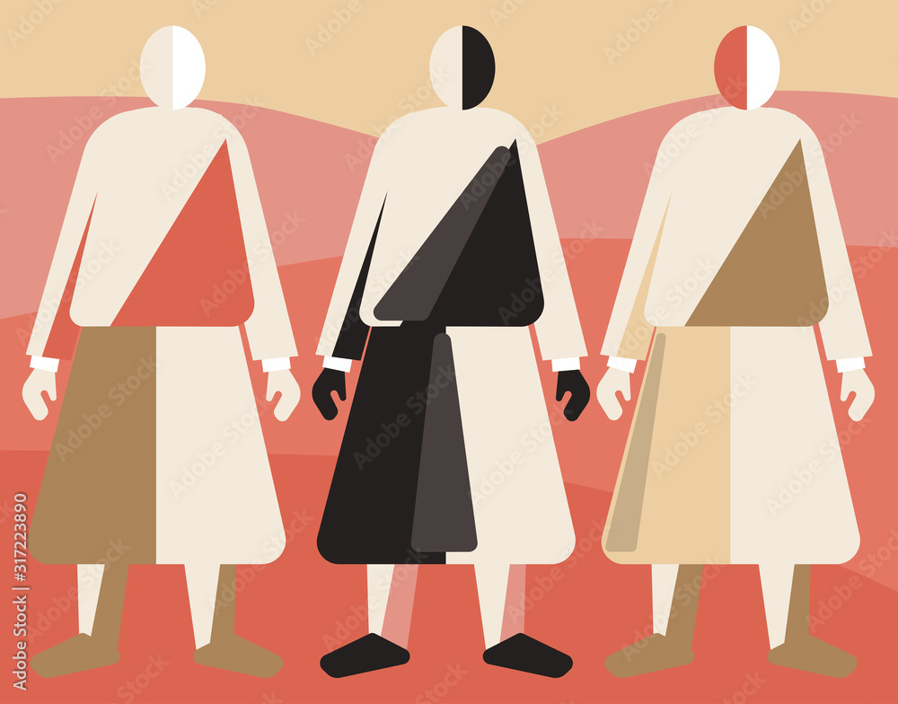 Girls in the field. Malevich inspired. Abstract art, flat vector painting. Suprematism style. Girls in the field. Malevich inspired. Abstract art, flat vector painting. Suprematism style.