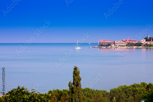 Overlooking the Adriatic coast in Portoroz to Lucija, Istria, Adria Slovenia, photo