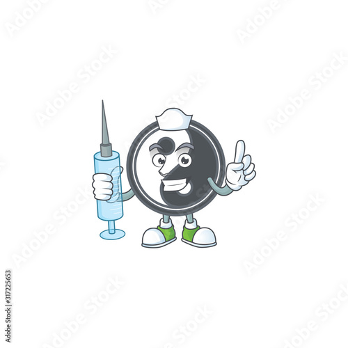 Canvas Print Smiley Nurse yin yang cartoon character with a syringe
