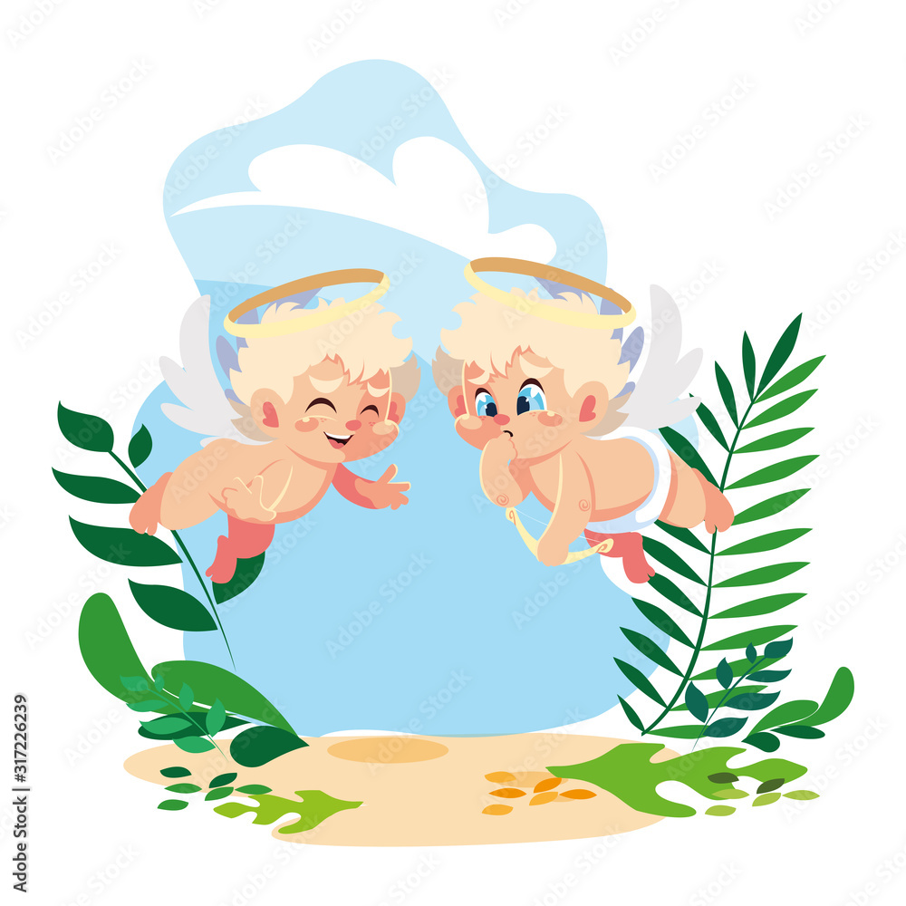 cute cupid angels in different poses, valentines day cute cupid angels in different poses, valentines day