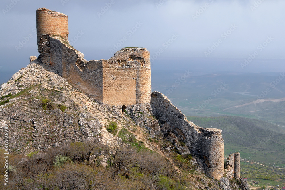 Ruins of Chirag Gala Fortress is one of the most interesting Sights in the country. Quba-Khachmaz Region, Azerbaijan, Caucasus.
