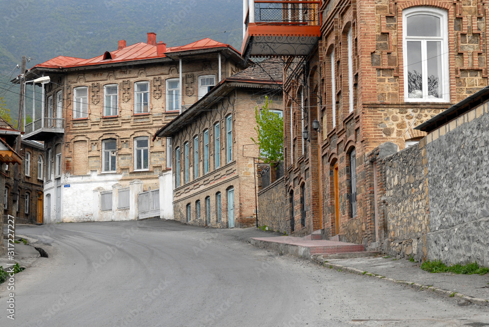 19th century houses in Sheki town. Azerbaijan, Caucasus.
