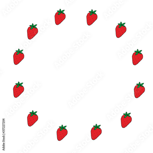 Vector illustration round frame of strawberries