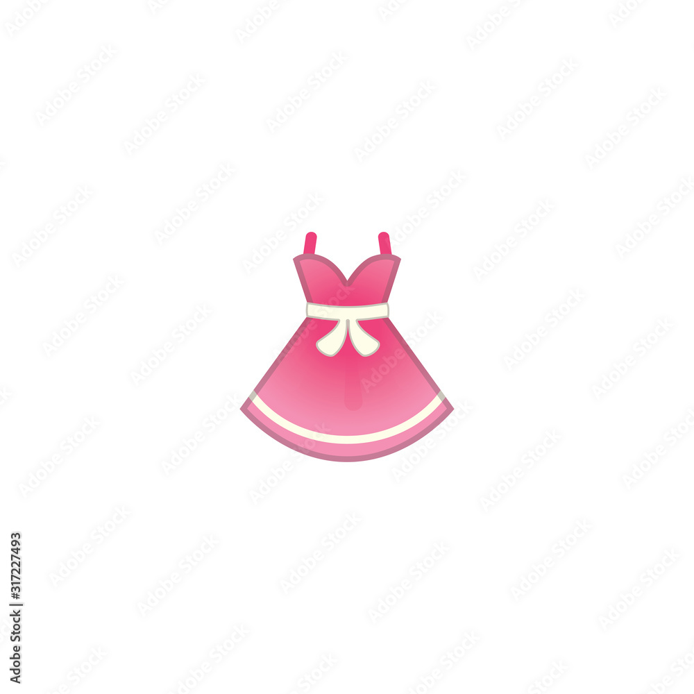 Pink Dress Vector Icon. Isolated Summer Dress Emoji, Emoticon