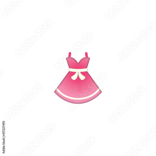 Pink Dress Vector Icon. Isolated Summer Dress Emoji, Emoticon Illustration photo