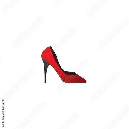 High-Heeled Woman Shoe Vector Icon. Isolated Red High Heeled Shoe Emoji, Emoticon Illustration - Vector